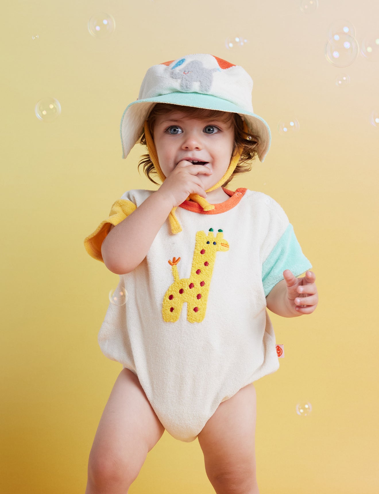 Halcyon Nights Terry Short Sleeve Bodysuit - Zoo Crew Cream
