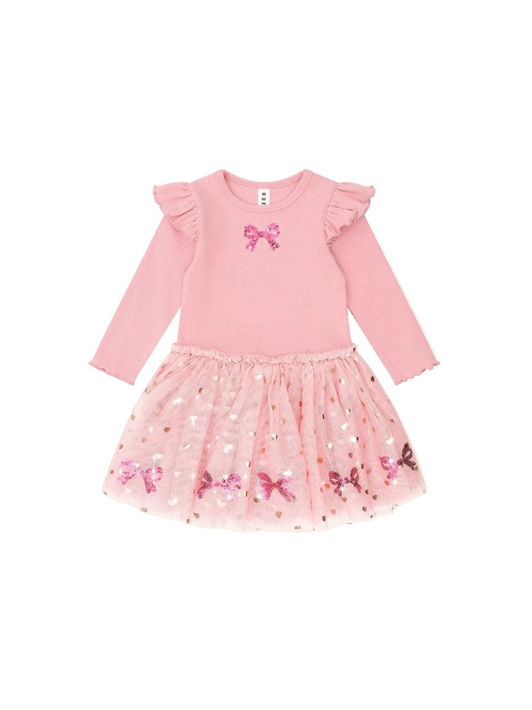 Huxbaby: Sequin Bow Tulle Dress