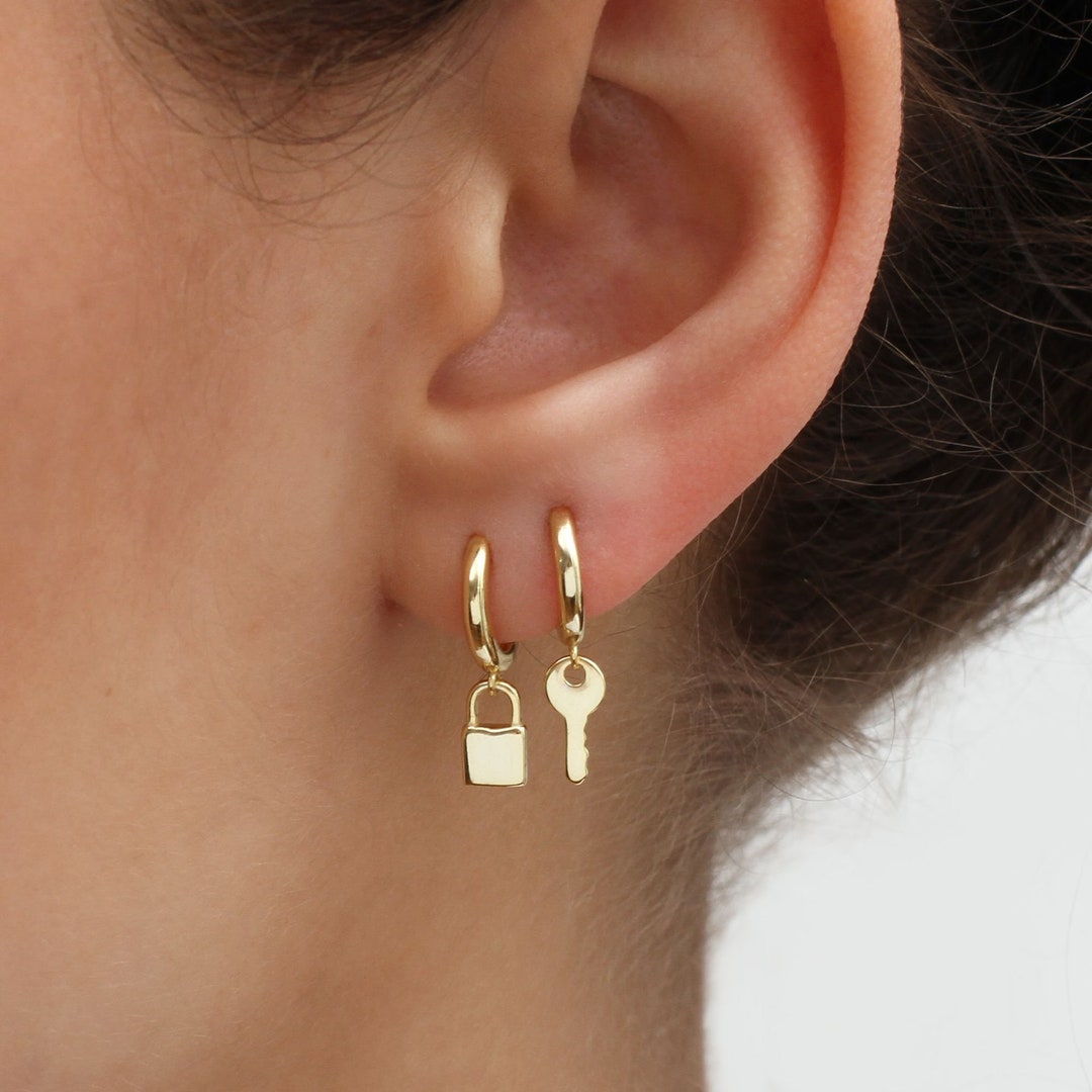 Love Lunamei Lock and Key Earrings - Silver