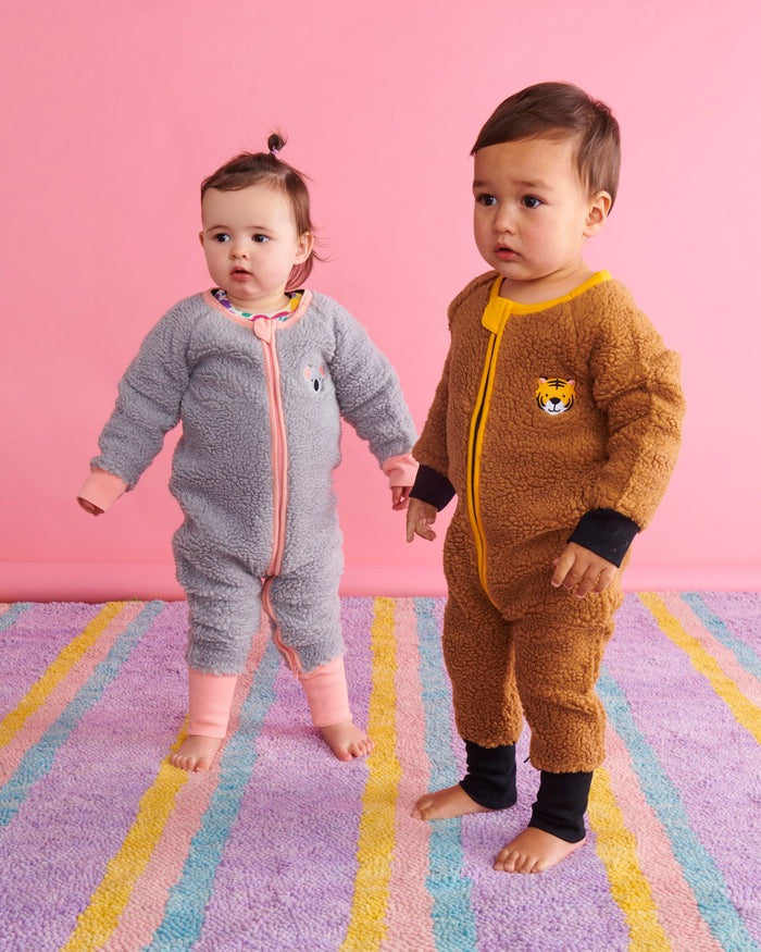 Kip & Co: Koala Sherpa Long Sleeve Zip Romper