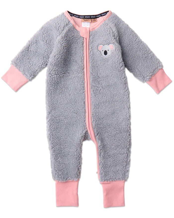 Kip & Co: Koala Sherpa Long Sleeve Zip Romper