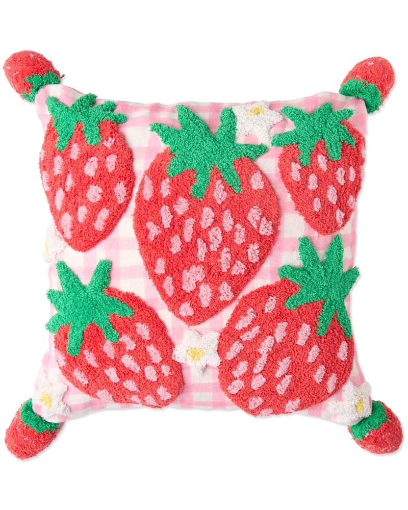 Kip & Co: Strawberry Jam Tufted Pom Pom Cushion