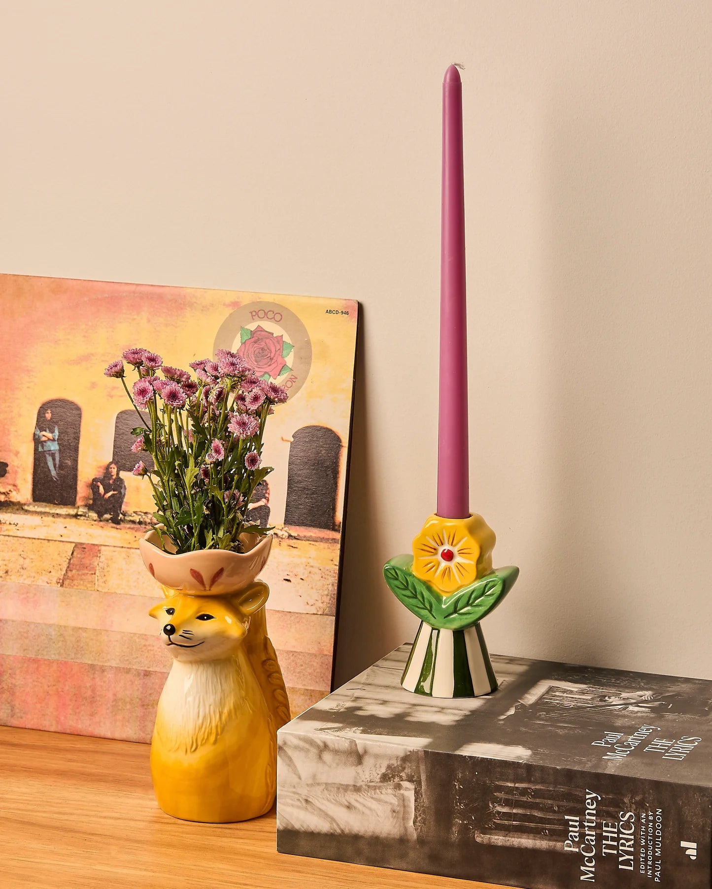 Retro Folk Stoneware Foxy Vase