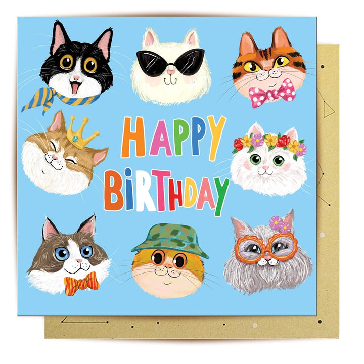 La La Land: Greeting Card Happy Birthday Cat Family