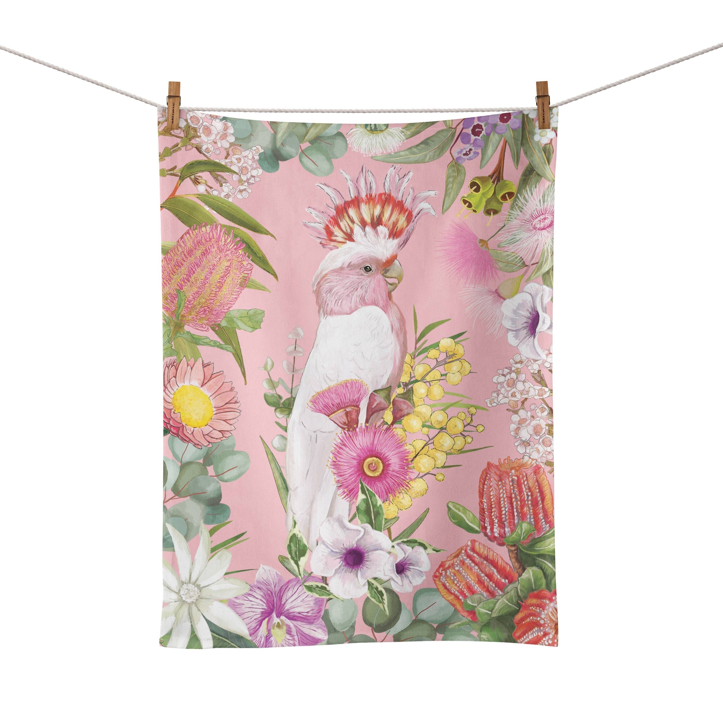 La La Land Tea Towel - Australian Wildflowers Cockatoo