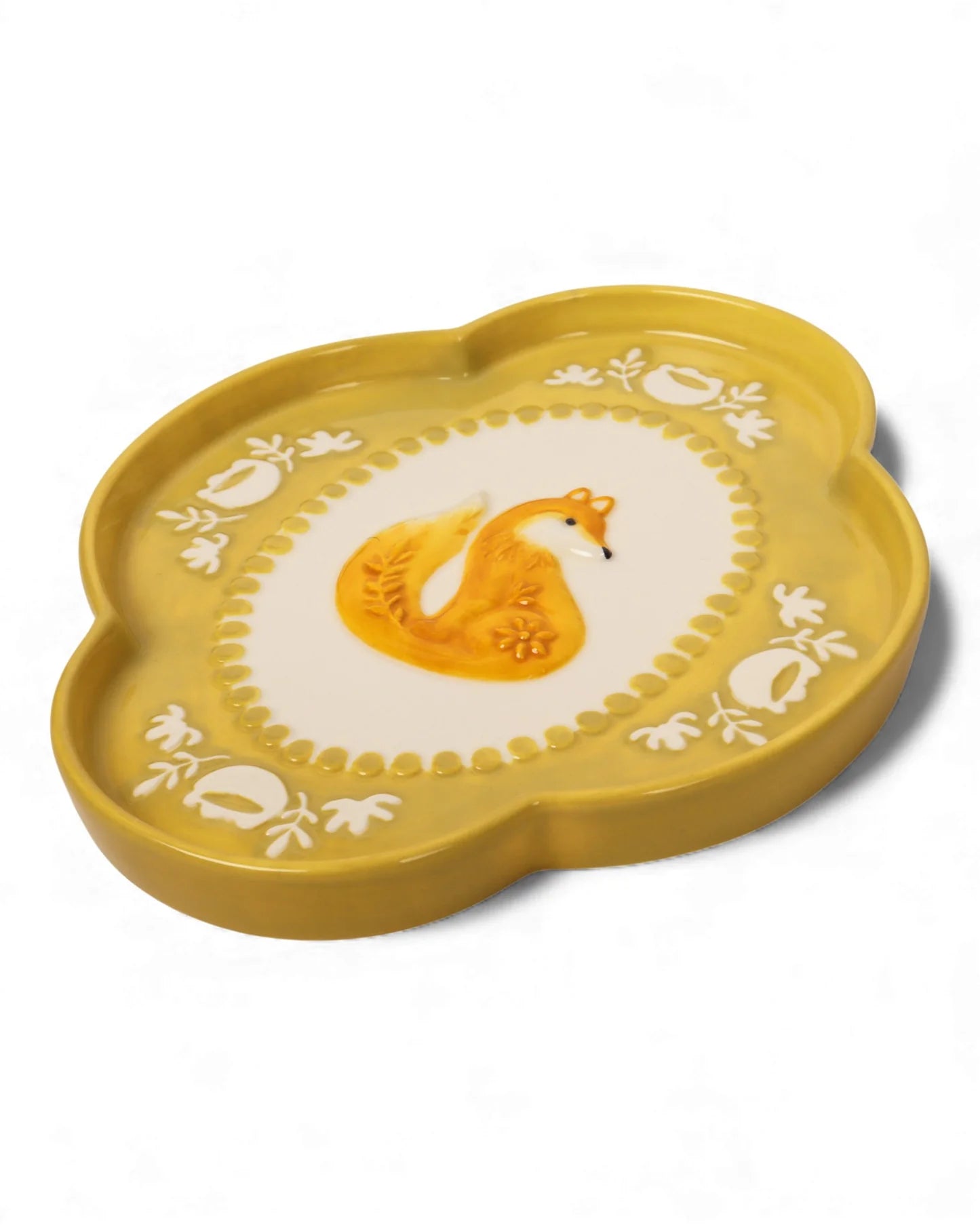 Retro Folk Stoneware Foxy Dish