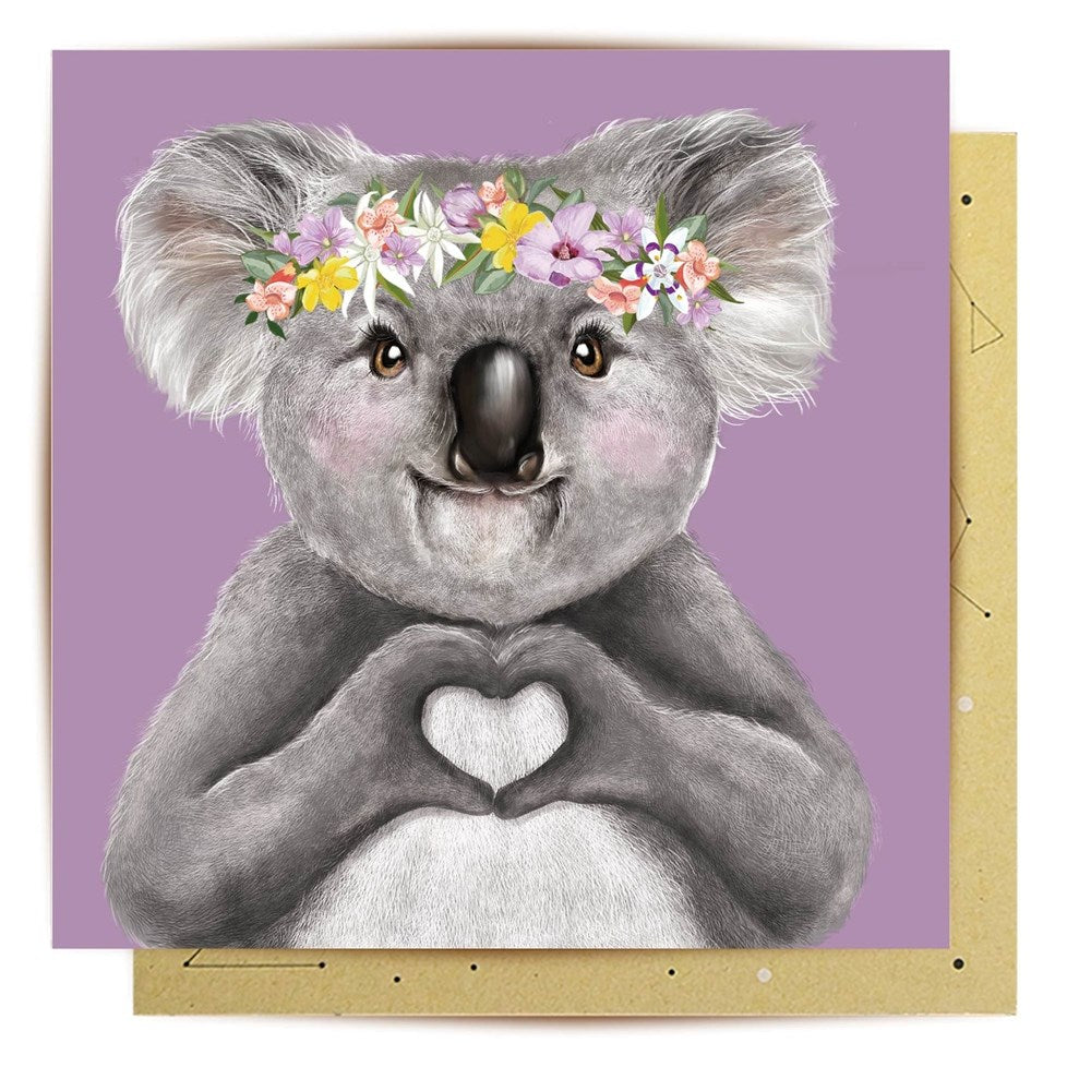 La La Land: Greeting Card Heart Koala Girl