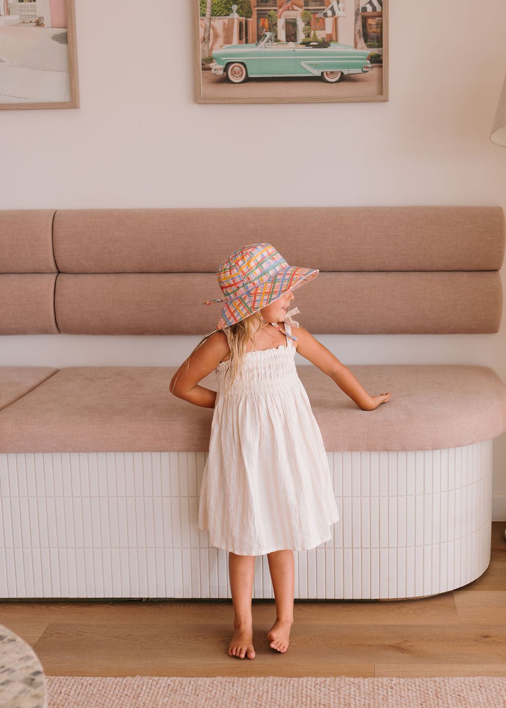 Acorn Kids Pink Picnic Wide Brim Bucket Hat