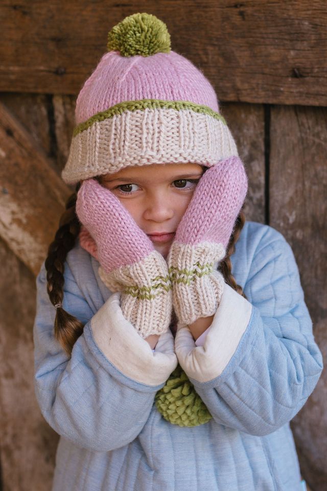 Acorn kids: Teddy Beanie Pink and Green