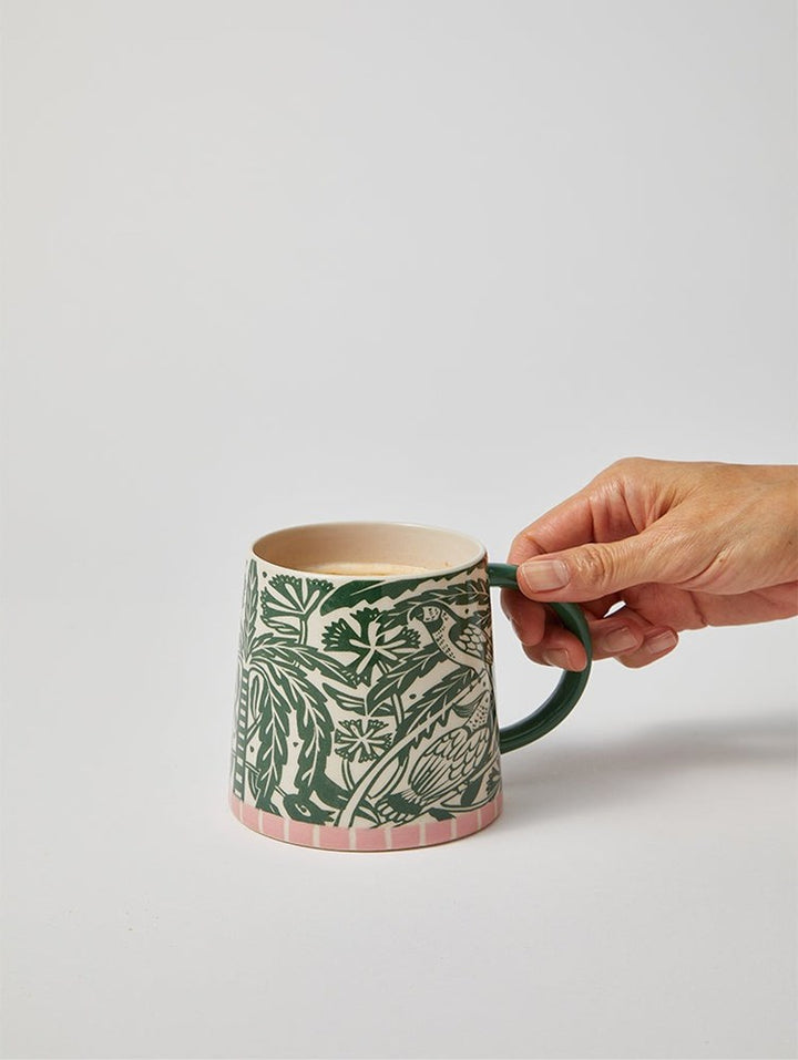 Jones & Co: Del Sol Bird Mug Green