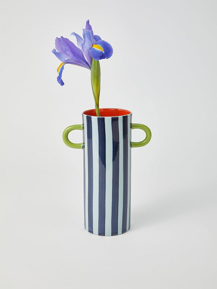 Jones & Co: GRIFFE BLUE STRIPE TALL VASE