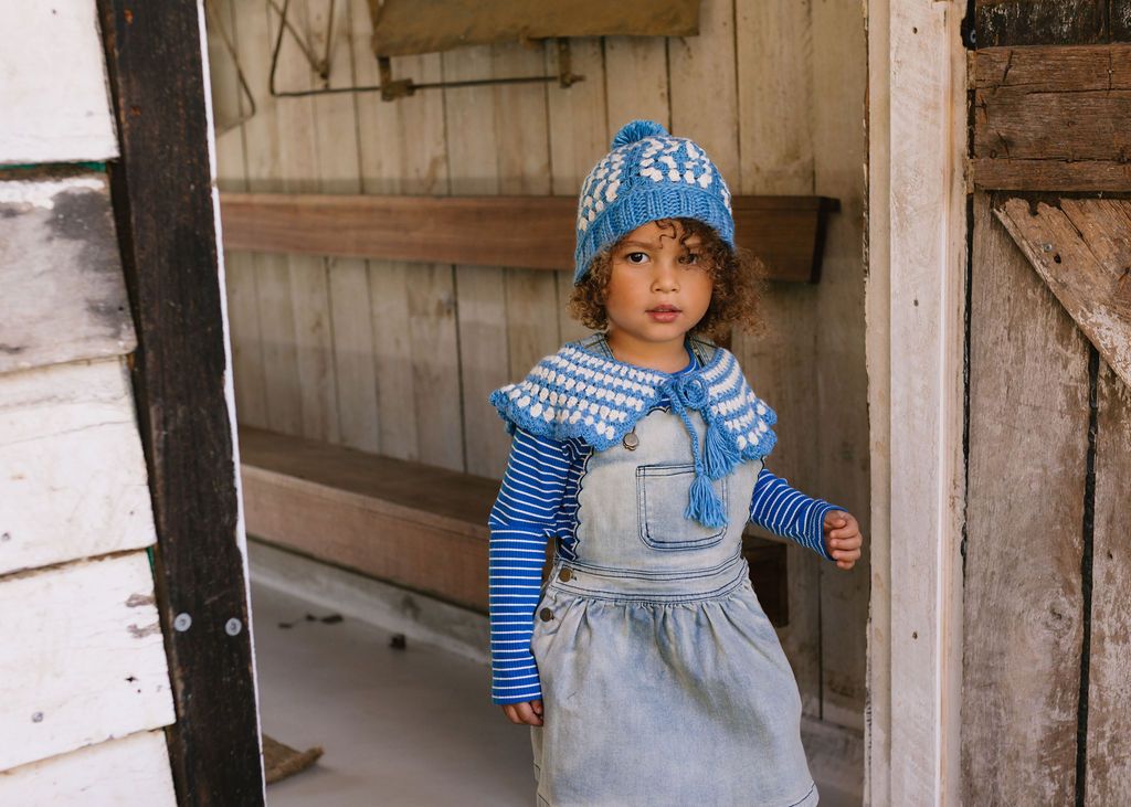 Acorn kids: Boho Beanie Blue & Cream