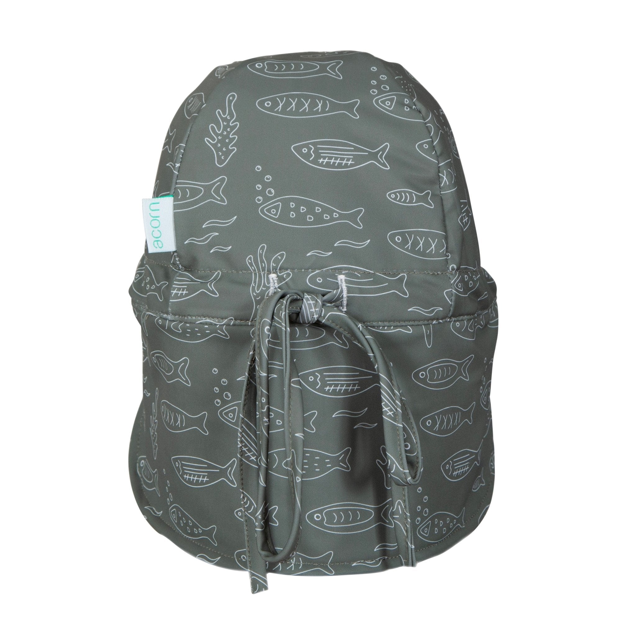 Acorn Kids School Of Fish Swim Flap Cap - Olive Green