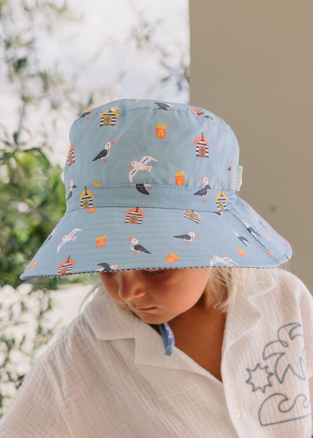 Acorn Kids Seagulls Wide Brim Bucket Hat - Blue