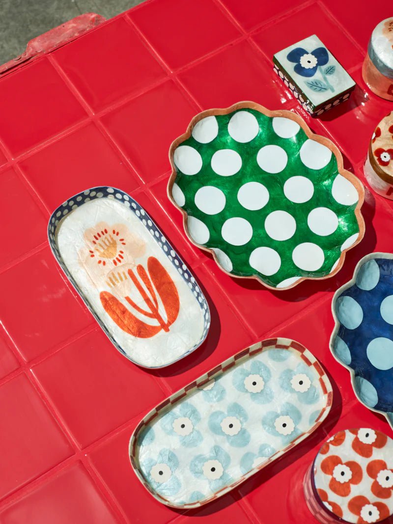 Jones & Co: Paradis Blue Flower Tray