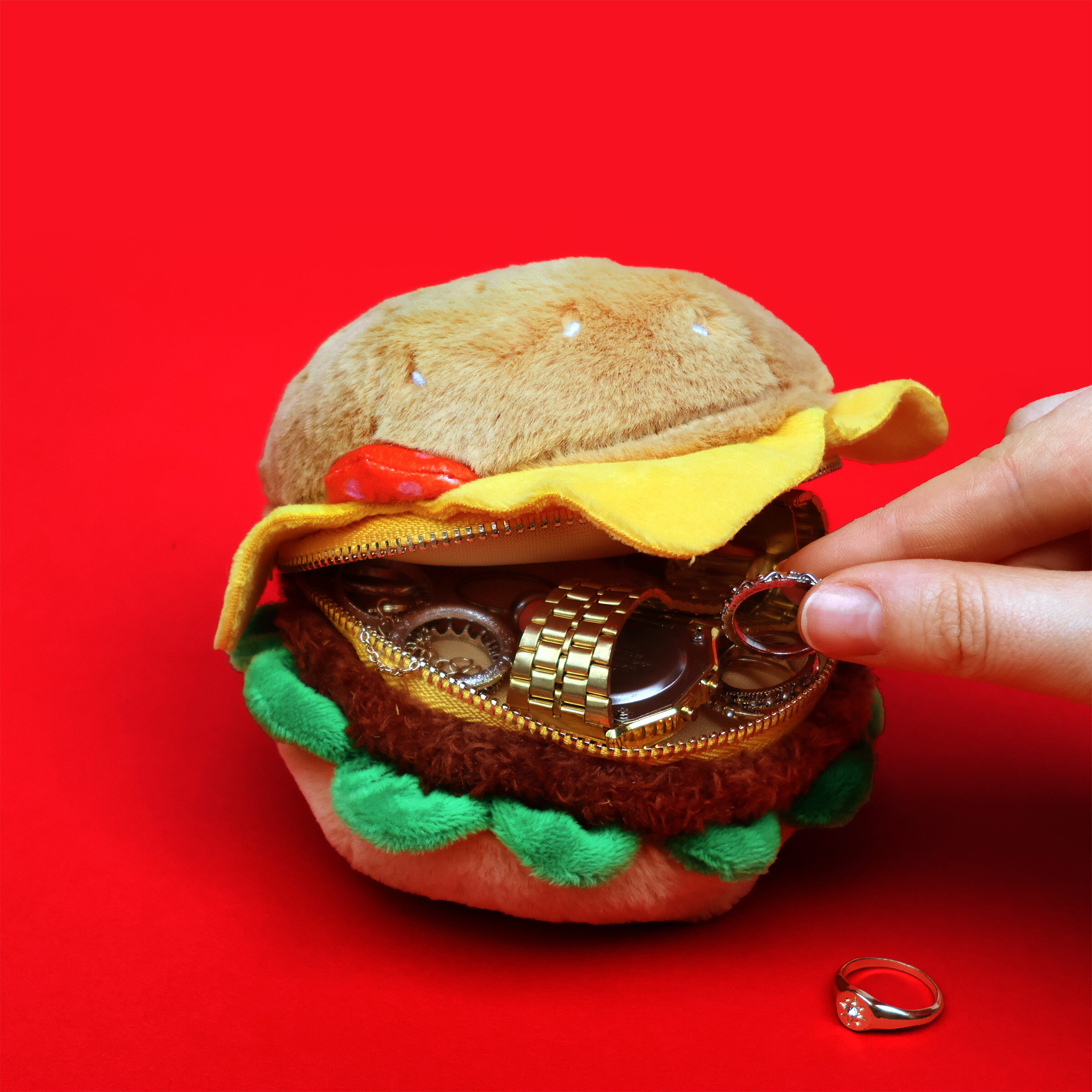Suck UK Burger Plush Zip Case