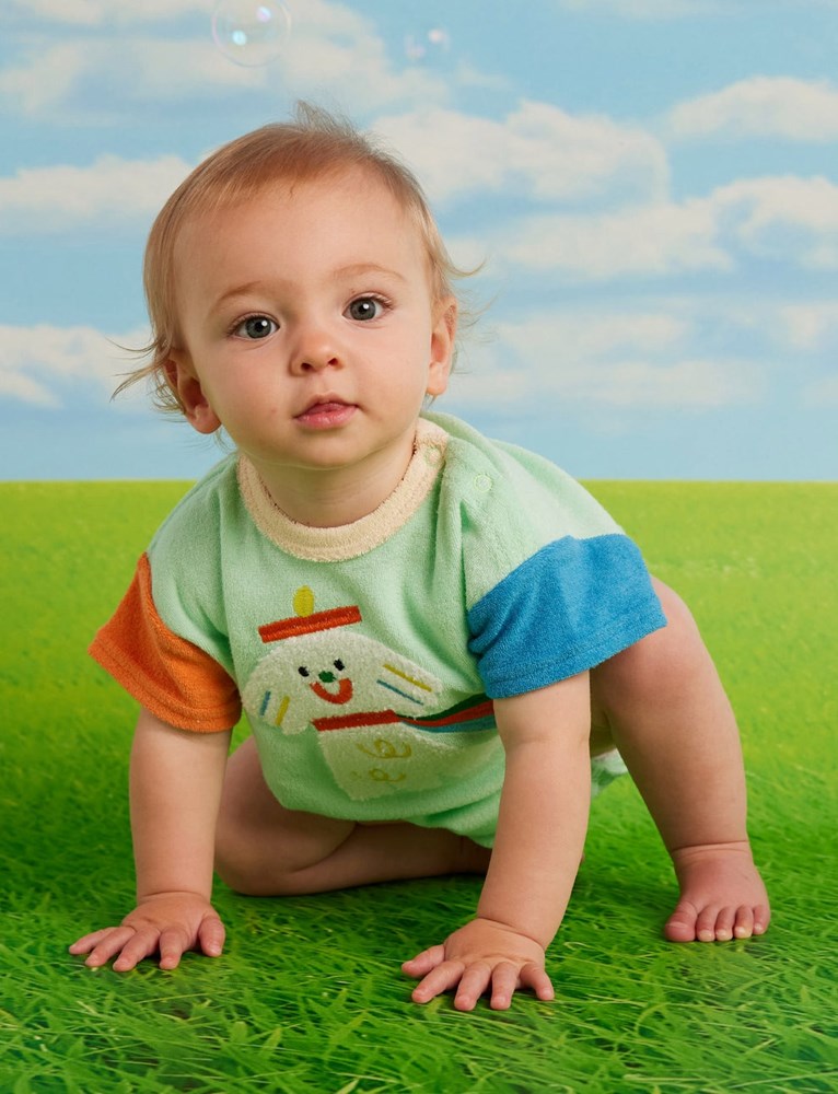 Halcyon Nights: Terry Short Sleeve Bodysuit Puppy Park