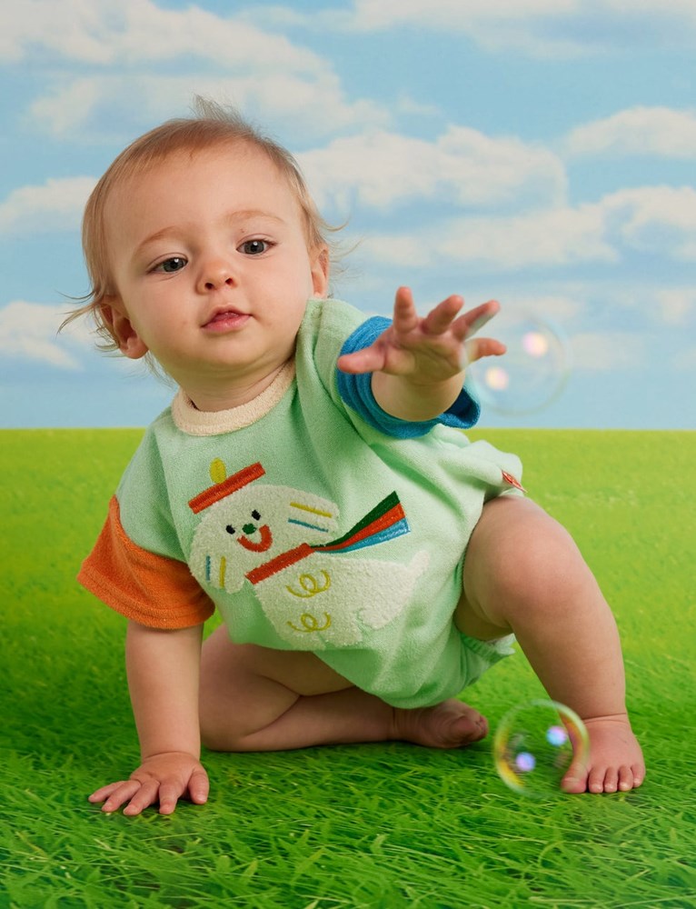 Halcyon Nights: Terry Short Sleeve Bodysuit Puppy Park