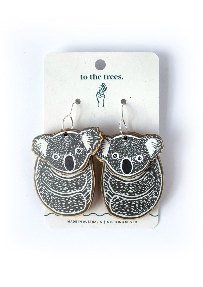 Koala Double Dangle Wooden earrings