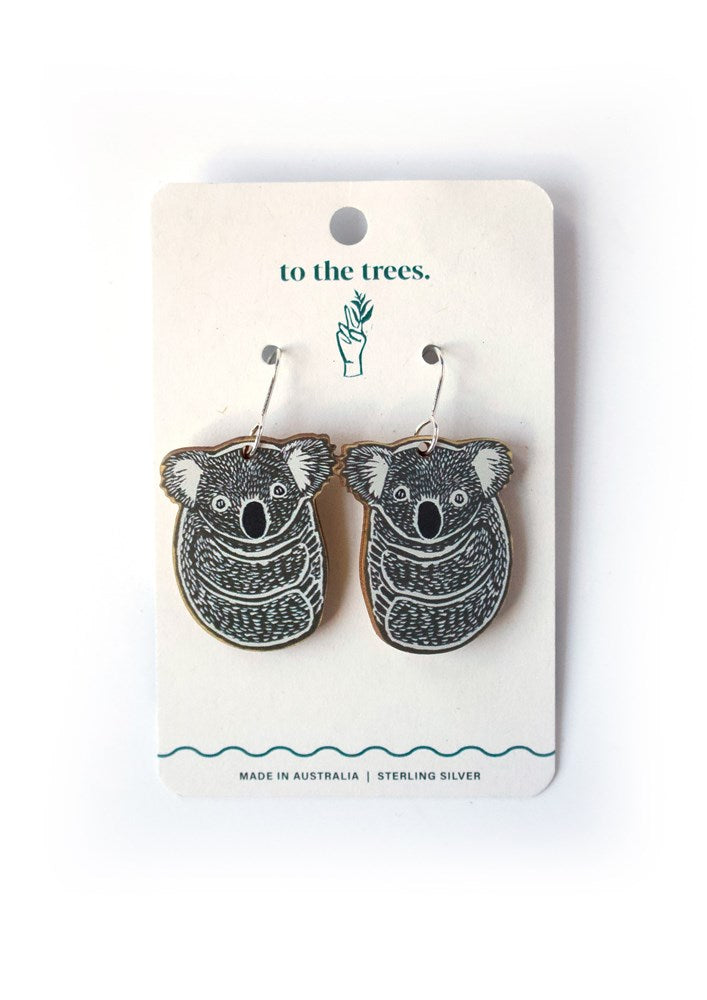 Koala Small Wooden earrings