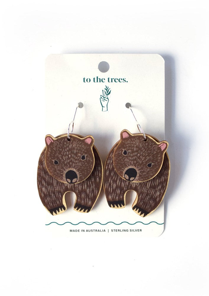 Wombats Double Dangle Wooden earrings