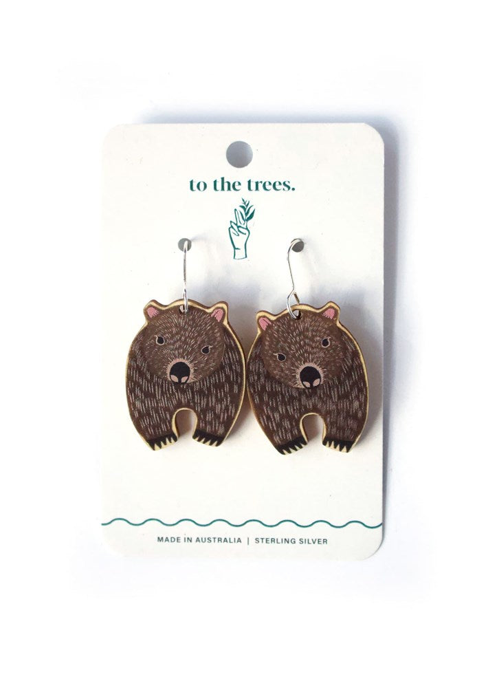 Wombats Small Wooden earrings
