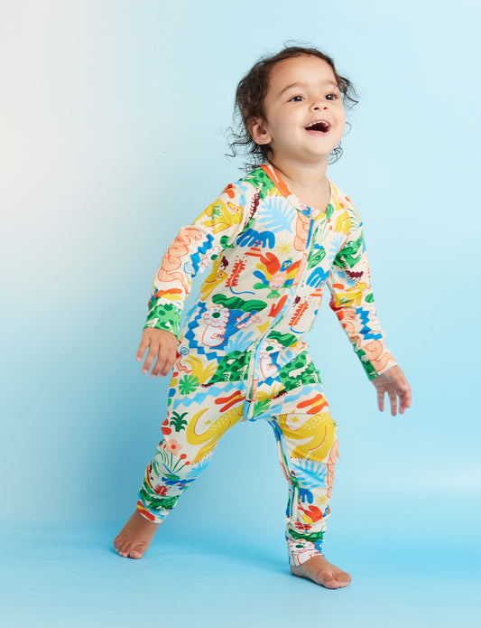 Halcyon Nights Long Sleeve Romper - Tropicool