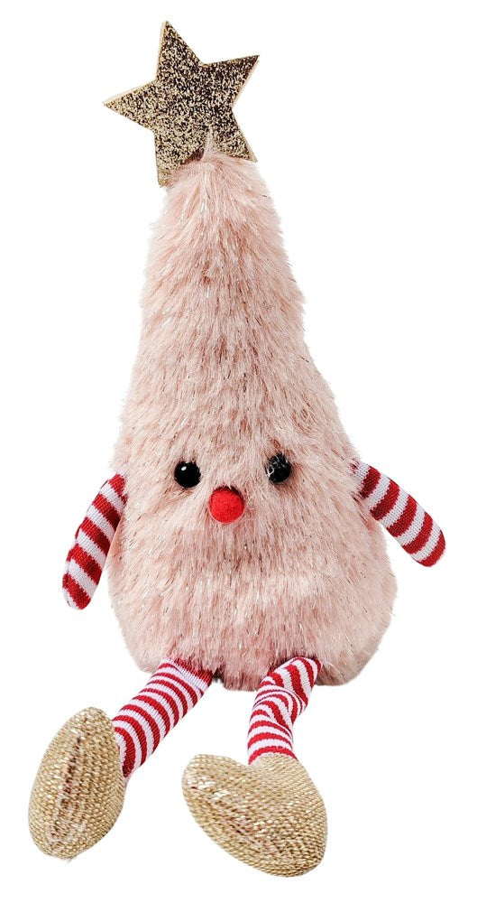 Fluffy Christmas Tree Sitting Decoration Pink