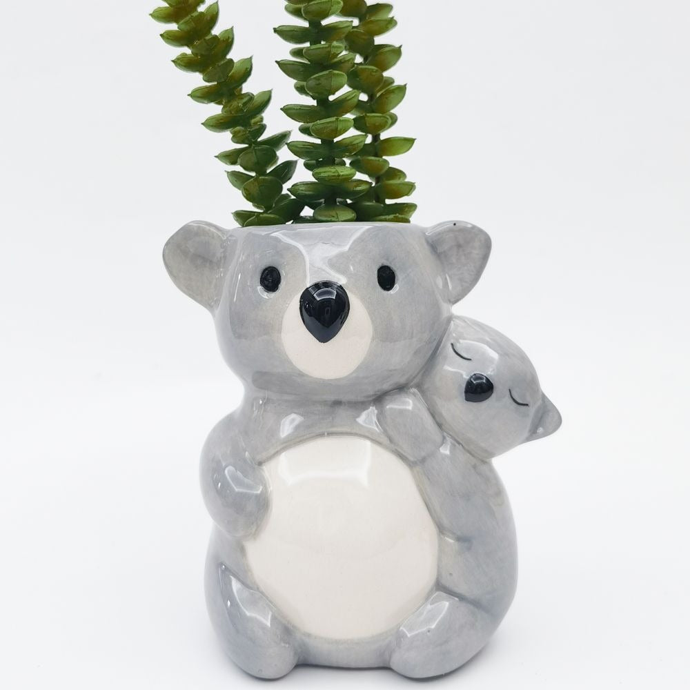 Hugging Koalas Ceramic Planter Grey