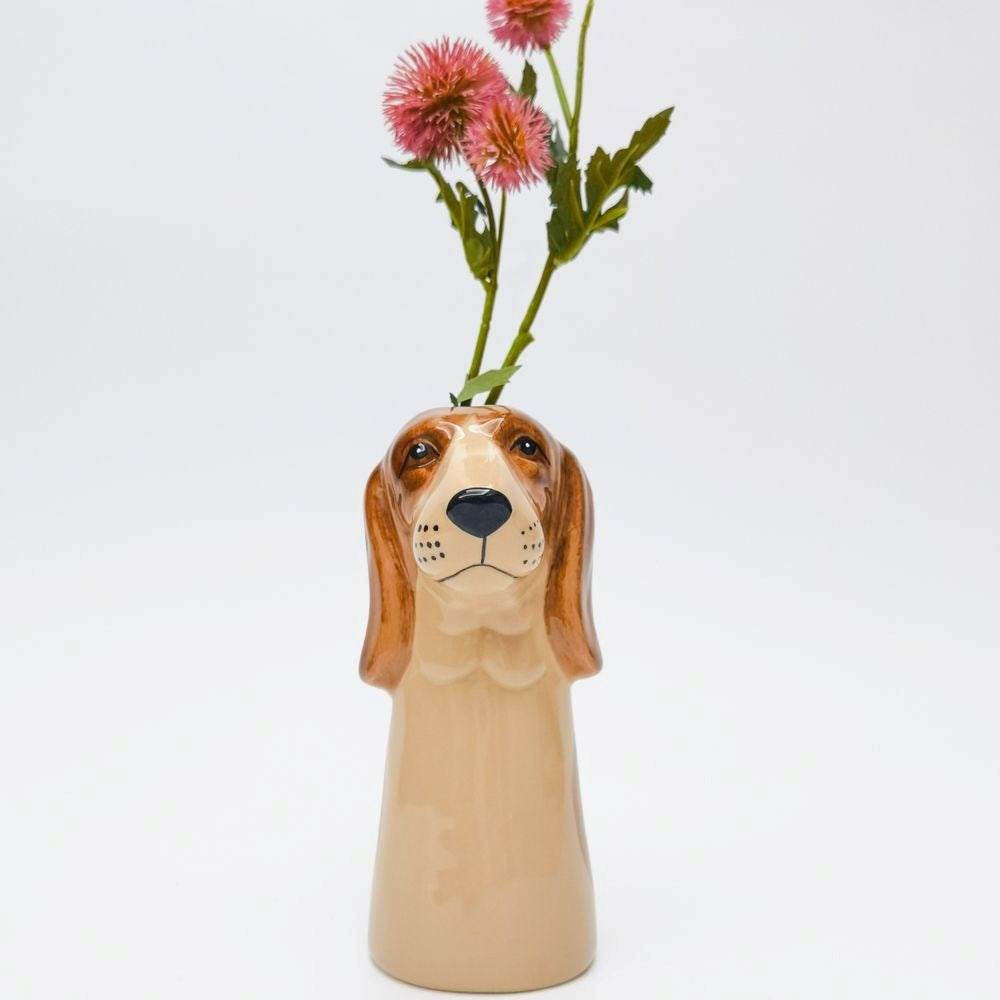 Georgie Dog Vase Brown & White