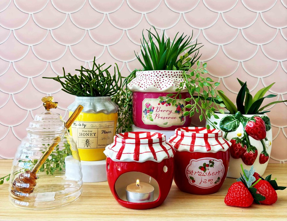 Jam Jar Oil Burner Red