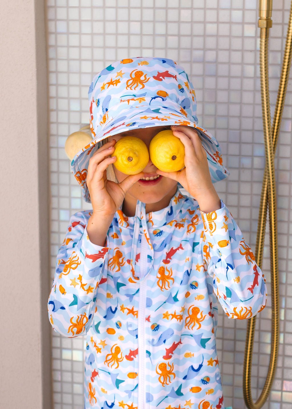 Acorn Kids Under The Sea Wide Brim Swim Bucket Hat