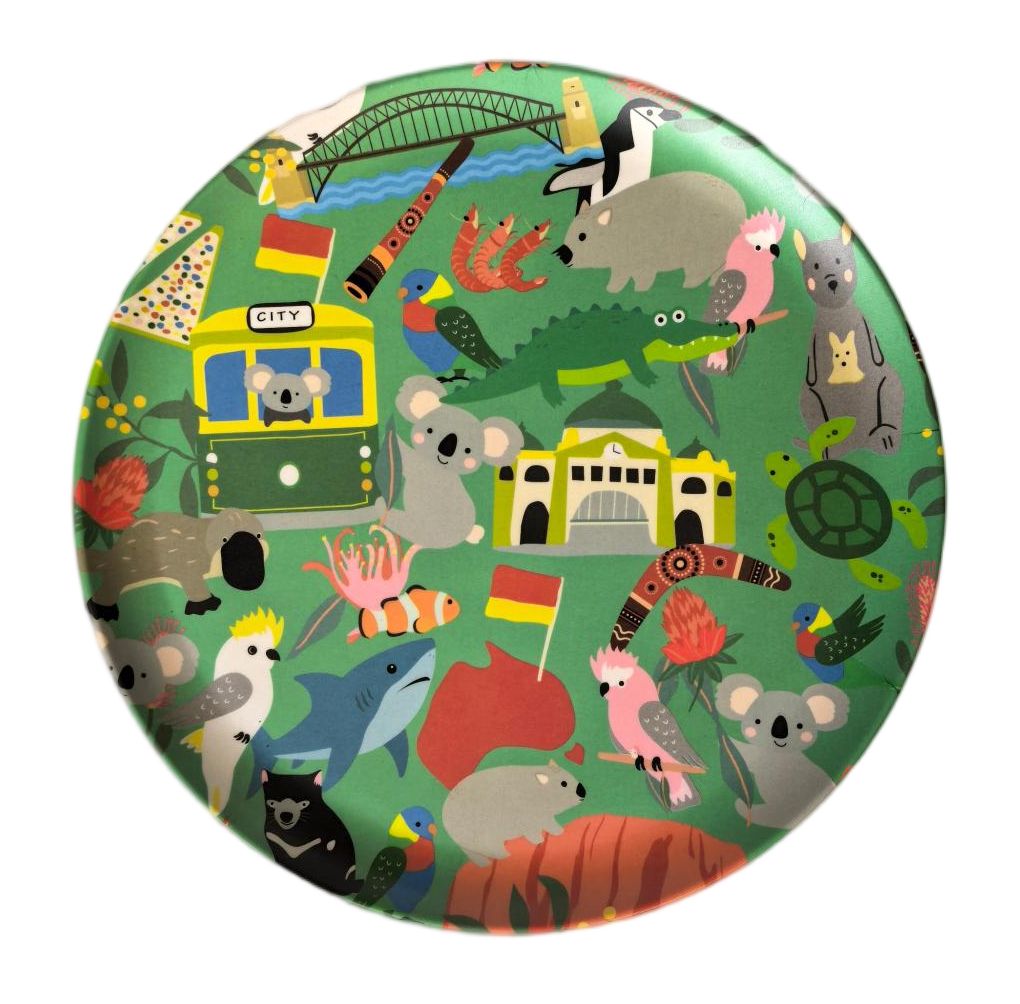 Australiana Plate Green 23cm S/2
