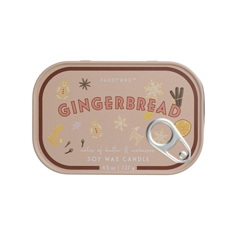 Paddywax: Bistro Gingerbread Printed Tin Candle