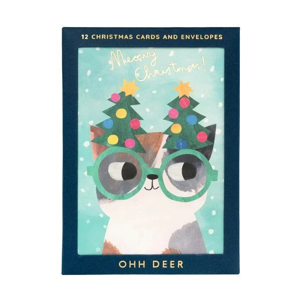 Ohh Deer: Greeting Card 12pk Christmas Cats in Hats