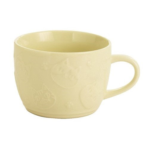 Ceramic-ai: Embossed Cat Cup Cream