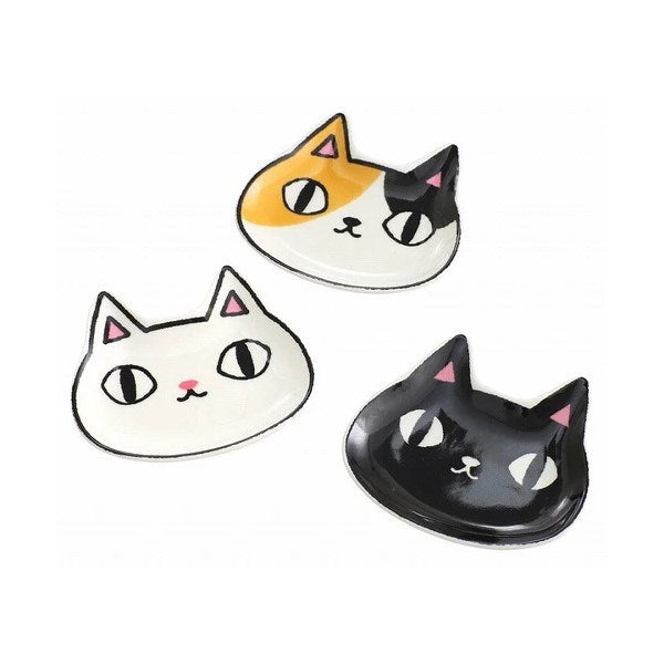 Ceramic-ai: Cat Dish Set of 3 Black White Tortoiseshell