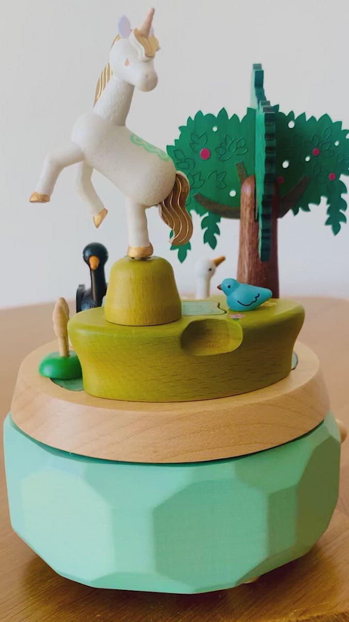 Wooderful Life Music Box - Unicorn And Swans
