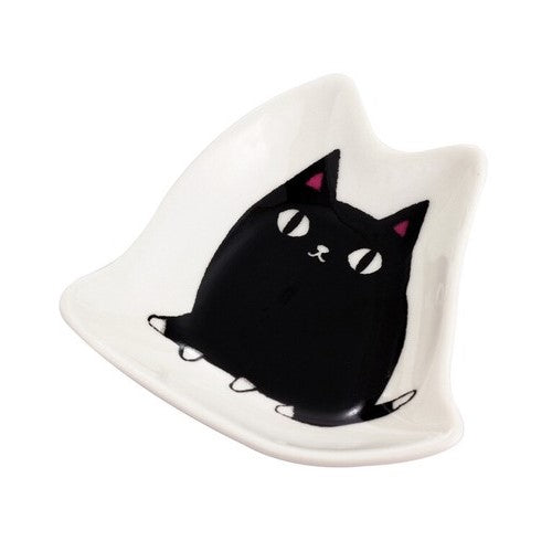 Ceramic-ai: Small Dish Cat Print Kuro
