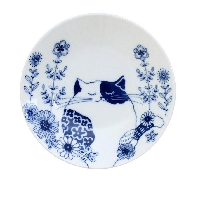 Ceramic-ai: Cat Flowers Small Plate Standing