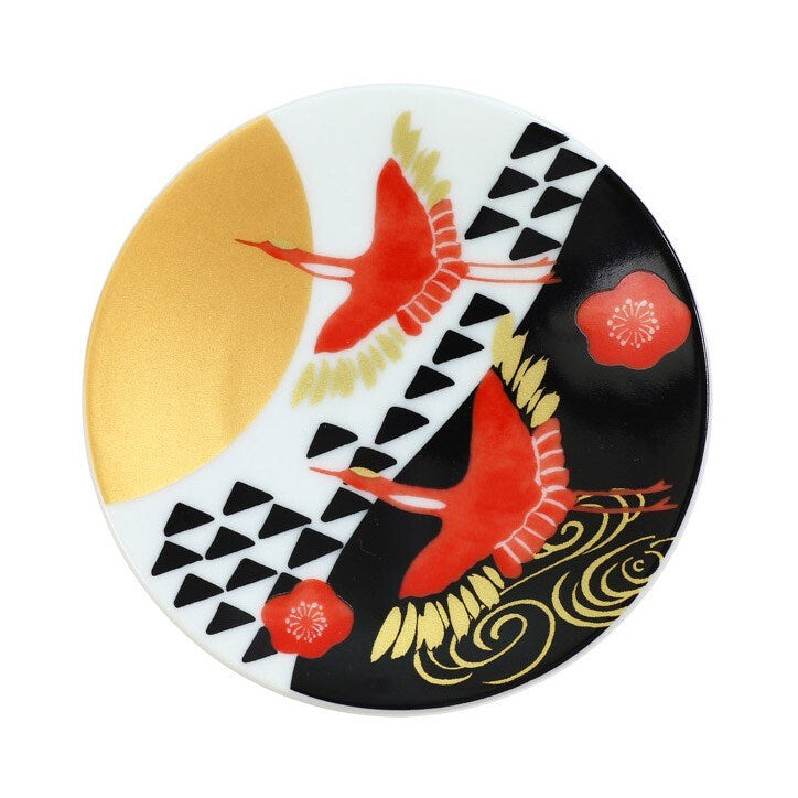 Ceramic-ai: Rinpa Small Plate Crane