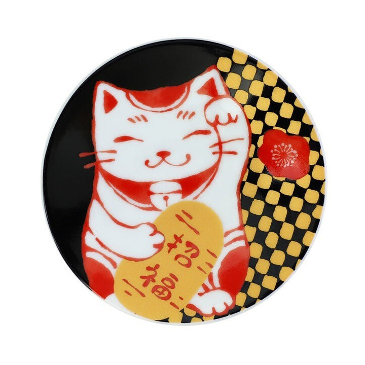Ceramic-ai: Rinpa Small Plate Lucky Cat