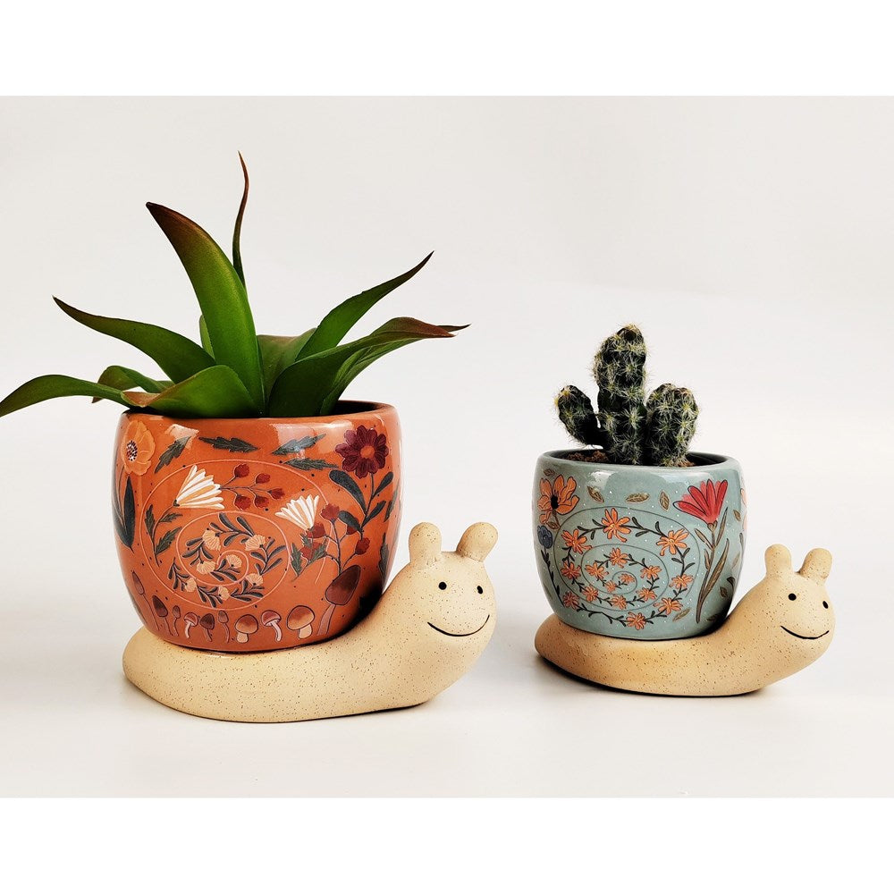 Urban Products: Snail with Flowers Planter Pink