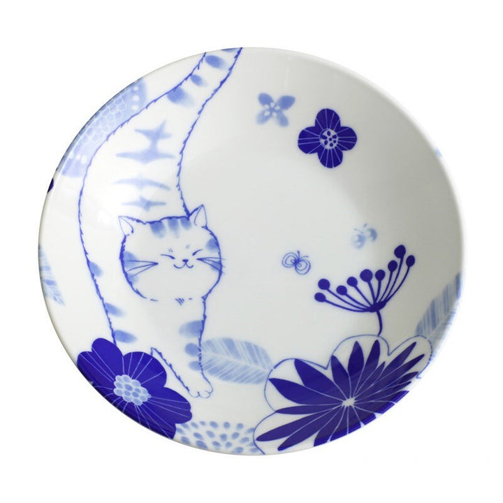 Ceramic-ai: Medium Plate White Mugi Cat
