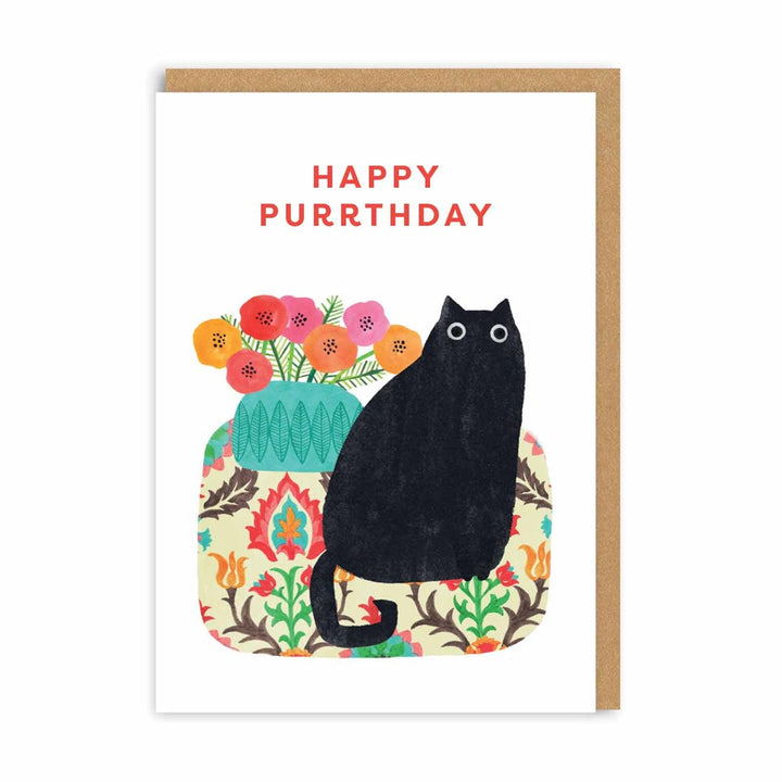 Ohh Deer: Greeting Card Happy Purrthday Black Cat