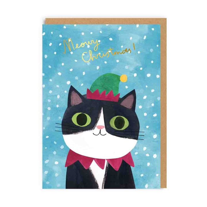 Ohh Deer: Foil Greeting Card Christmas Elf Hat Cat