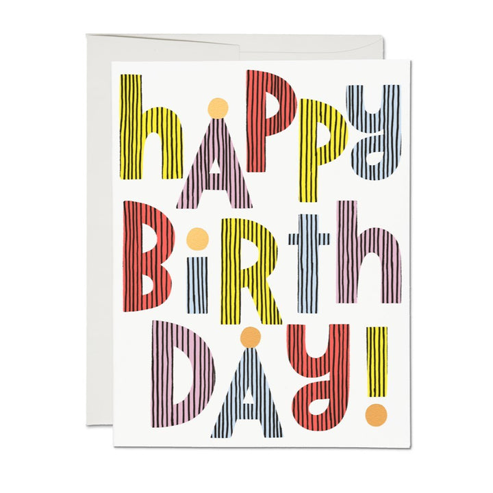 Red Cap: Foil Greeting Card Happy Birthday Typography