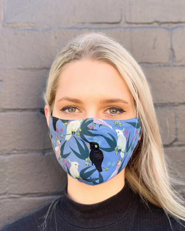 Premium Face Mask with Nose Wire - Cockatoo Flora
