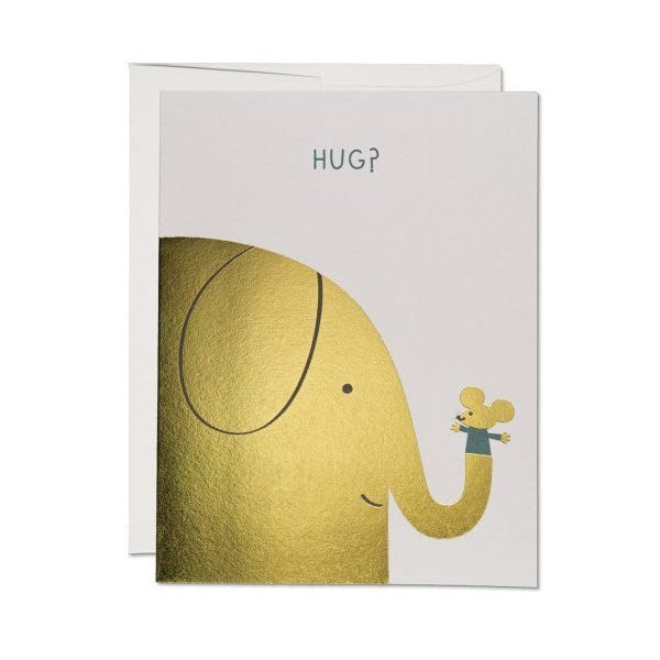 Red Cap: Foil Greeting Card Elephant Hugs