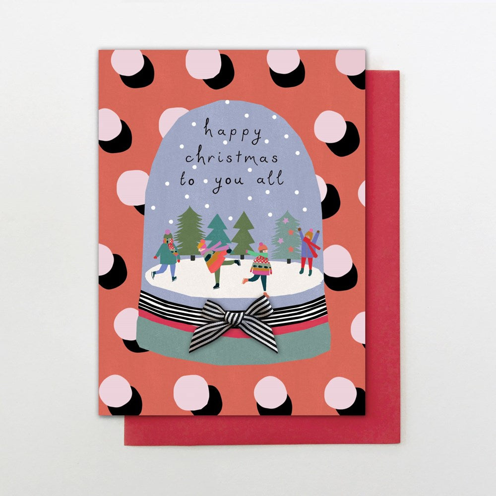 Stop the Clock: Greeting Card Christmas Skating Snowglobe Dots